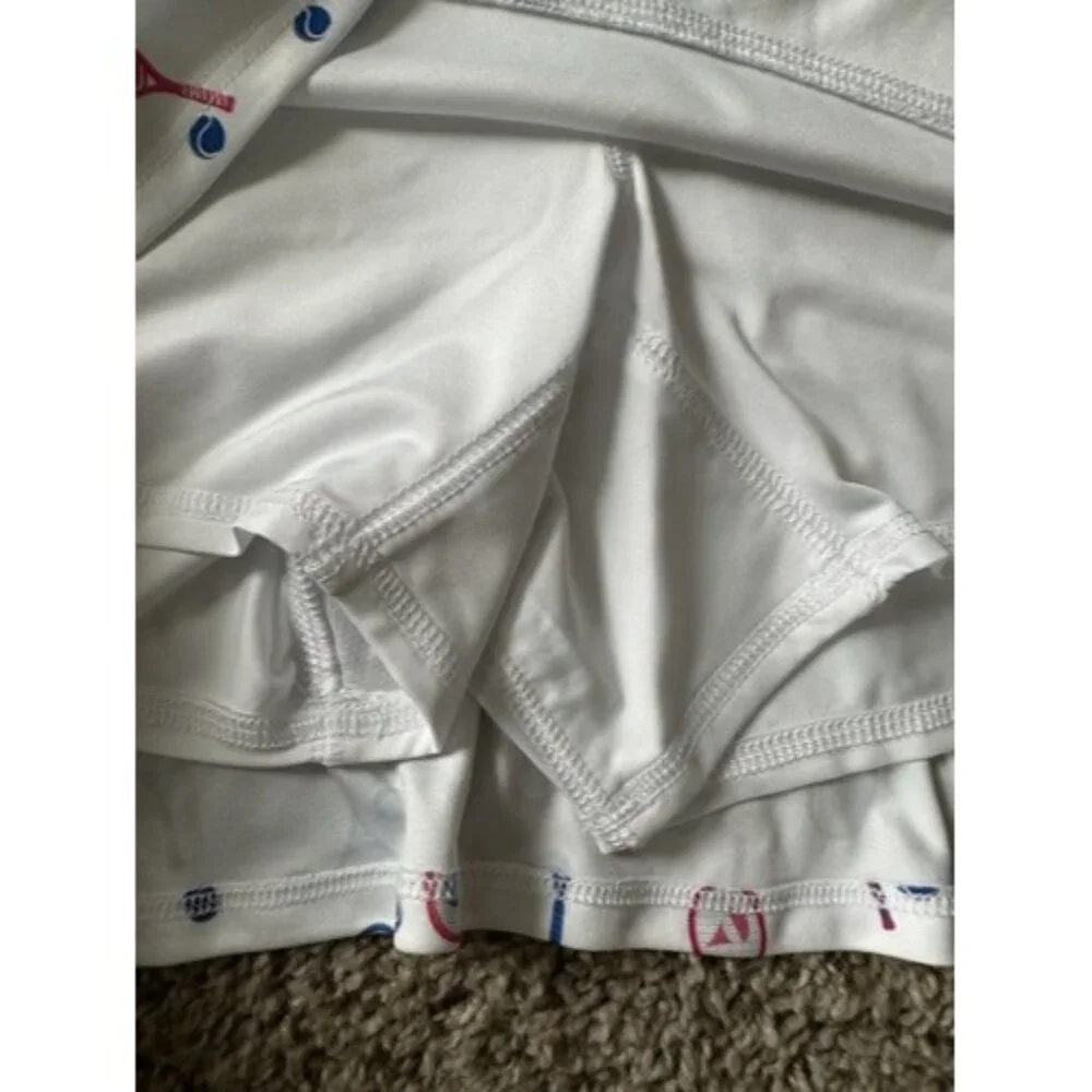Grand Slam Perforance White Colorful Tennis Skorts Shorts Back Pocket Size XL